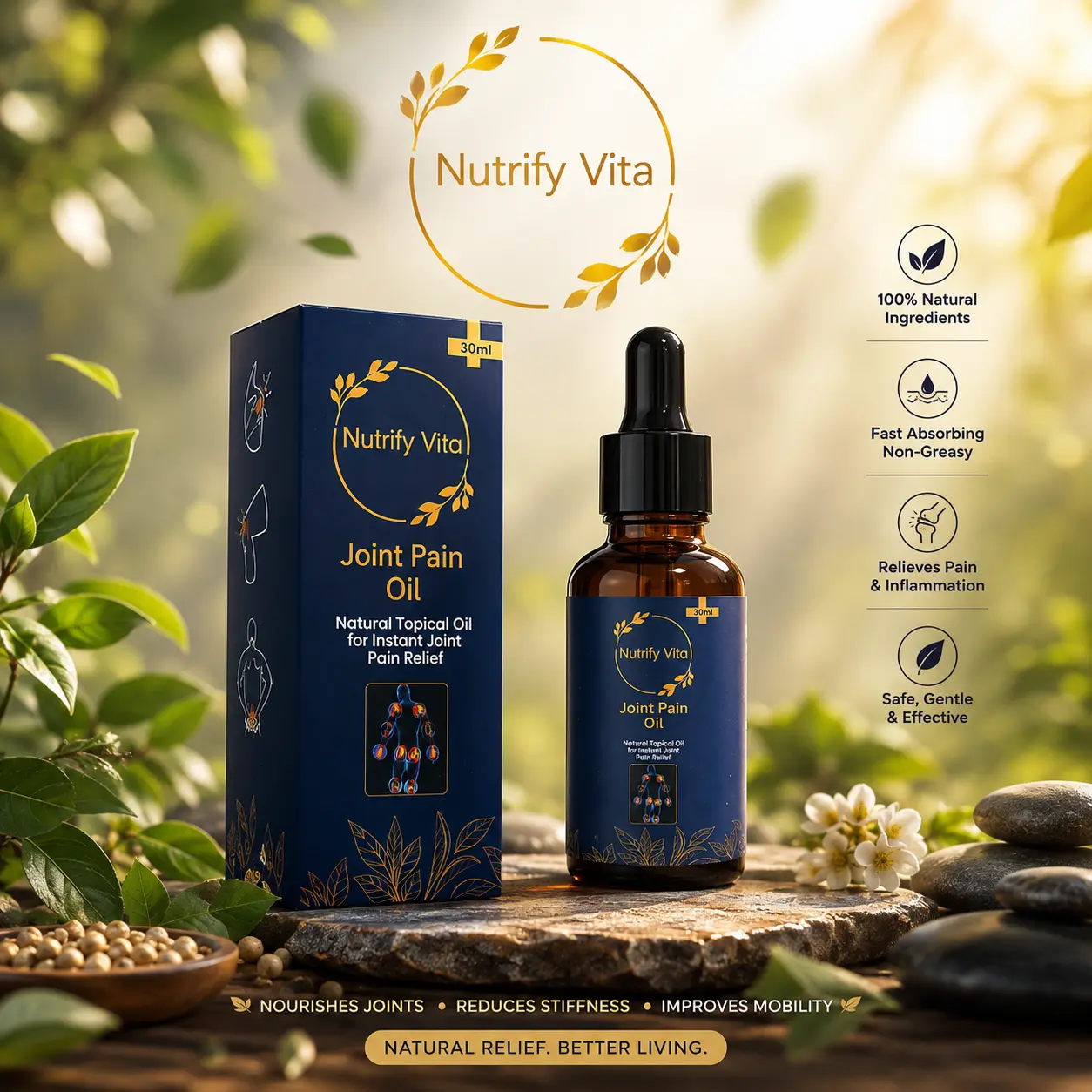 Nutrify Vita Joint Pain Oil bottle and box